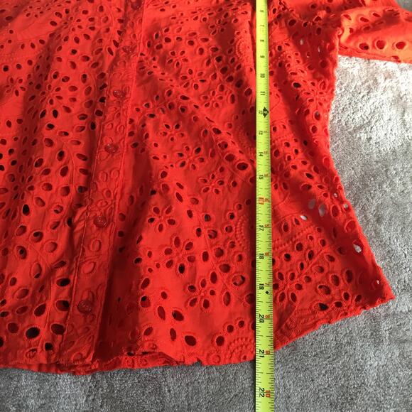 JOIE Eyelet Button Up Shirt in Red Sz S 100% Cotton - Picture 7 of 7